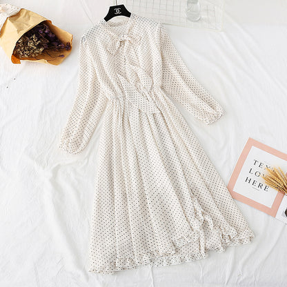 Jupe longue à pois rétro français à fond doux 3976