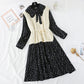Knitted vest Sen sweater sweet wave point Chiffon Skirt Set two-piece set  3991