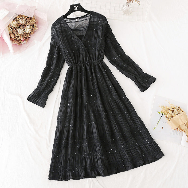 Suspender suit fairy super xiansen French retro long skirt  4026