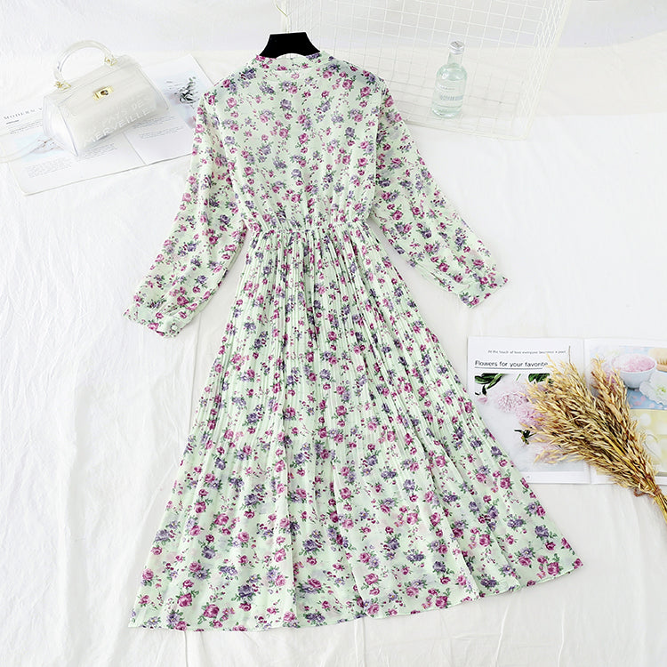 Jupe longue vintage en mousseline de soie avec feuille de lotus, série fée super fée 3838