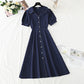 V-neck temperament, slim waist, tea break retro dress  4265