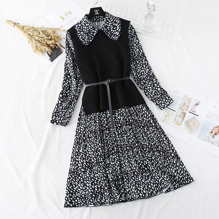 Sweet baby Collar Chiffon Skirt Suit two-piece suit  4011