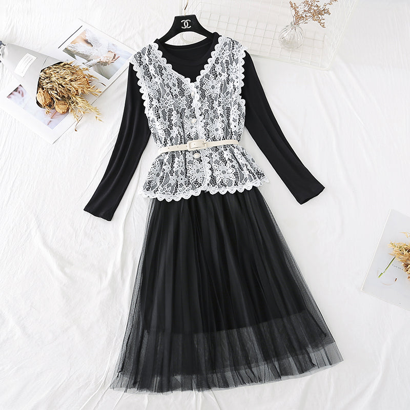 The new waistcoat mesh skirt is light and mature  4023