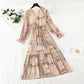 Temperament gentle wind long sleeve skirt high thin dress  3914