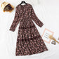 Korean Chiffon Dress French retro waist broken flower  3972