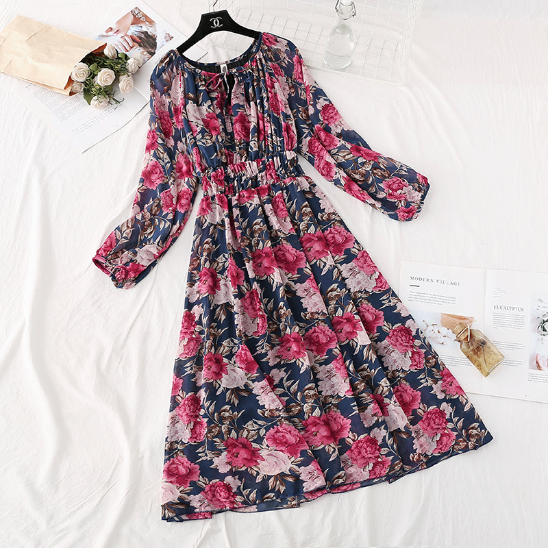 New dress French Vintage Print Dress  4028