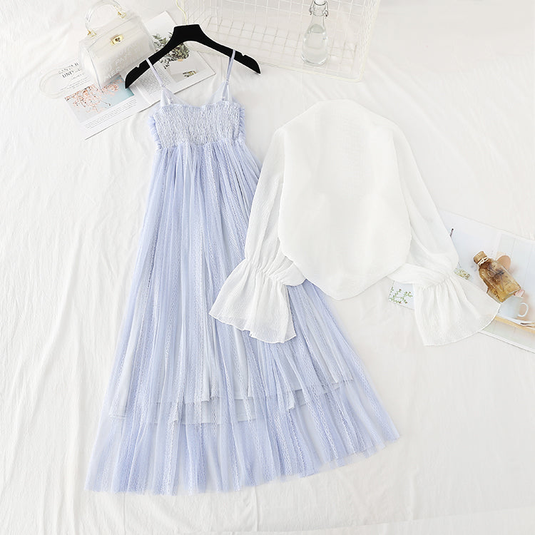 Cardigan lace dress temperament goddess style  3827