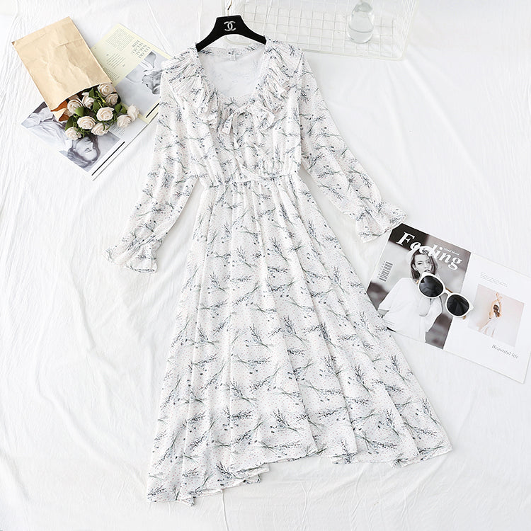 Knee length French Vintage Ruffle bottomed skirt  4001