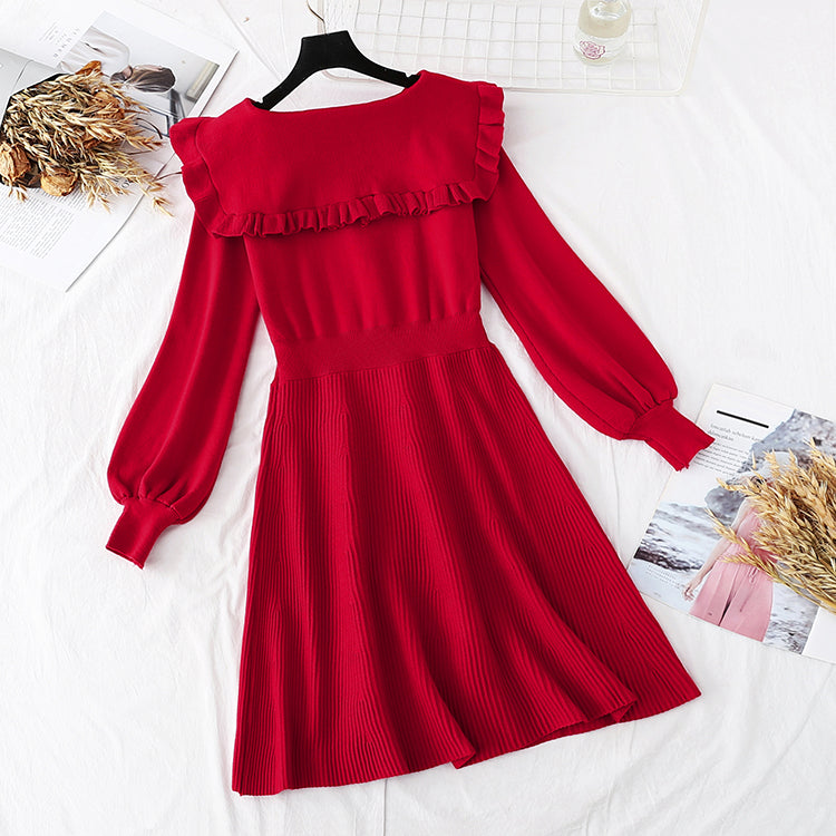 French first love retro super fairy knitted dress  3895