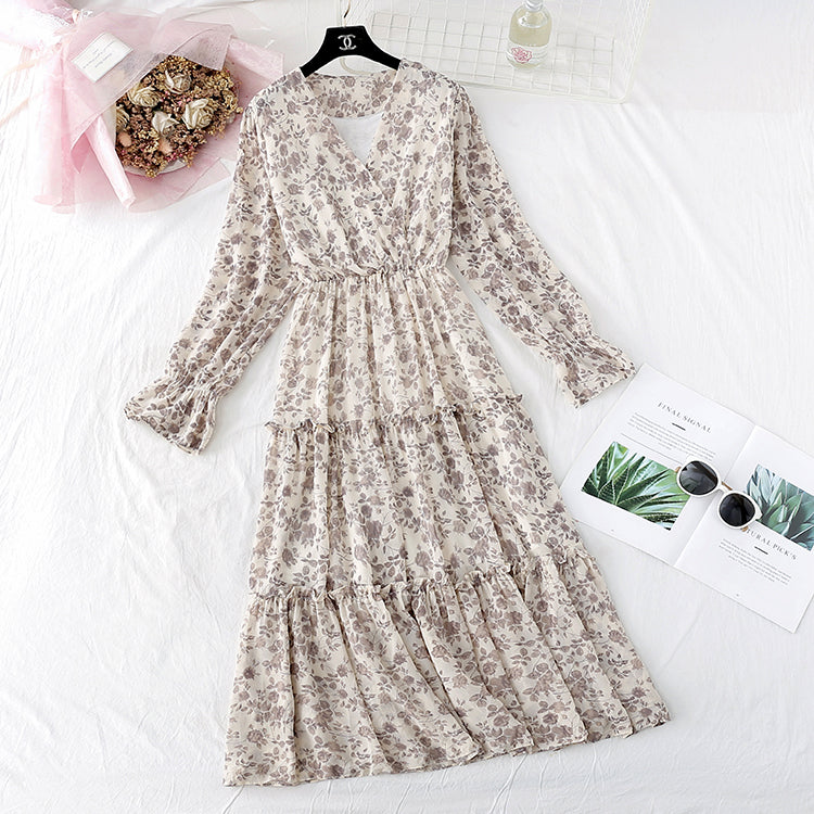 Slim retro floral skirt medium length  3996