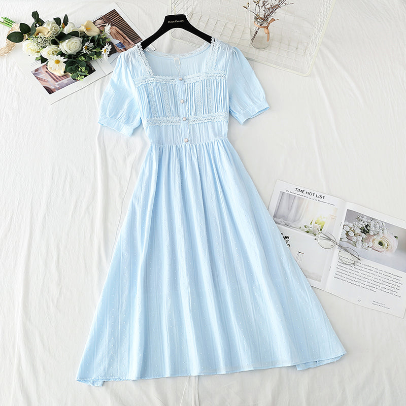 Jupe fine en dentelle à encolure carrée, fermeture à la taille, premier amour 4240