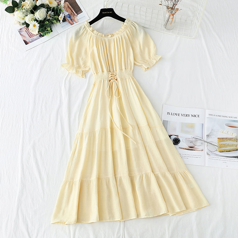 New tea break waist Cotton Linen Skirt long A-line skirt  4251