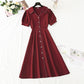 V-neck temperament, slim waist, tea break retro dress  4265