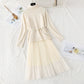 High neck sweater knitted dress mesh two-piece suit skirt  3960
