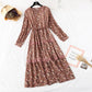 Korean Chiffon Dress French retro waist broken flower  3972