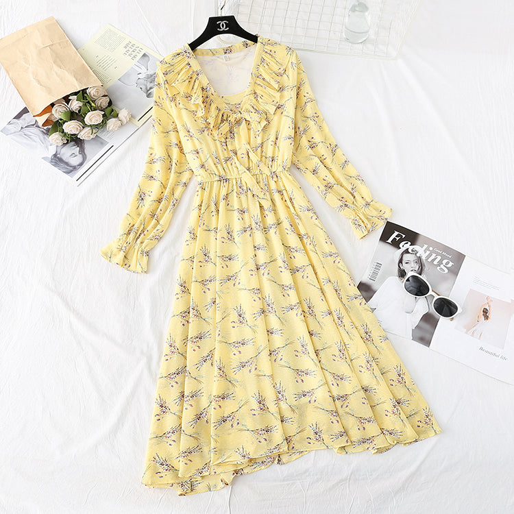 Knee length French Vintage Ruffle bottomed skirt  4001