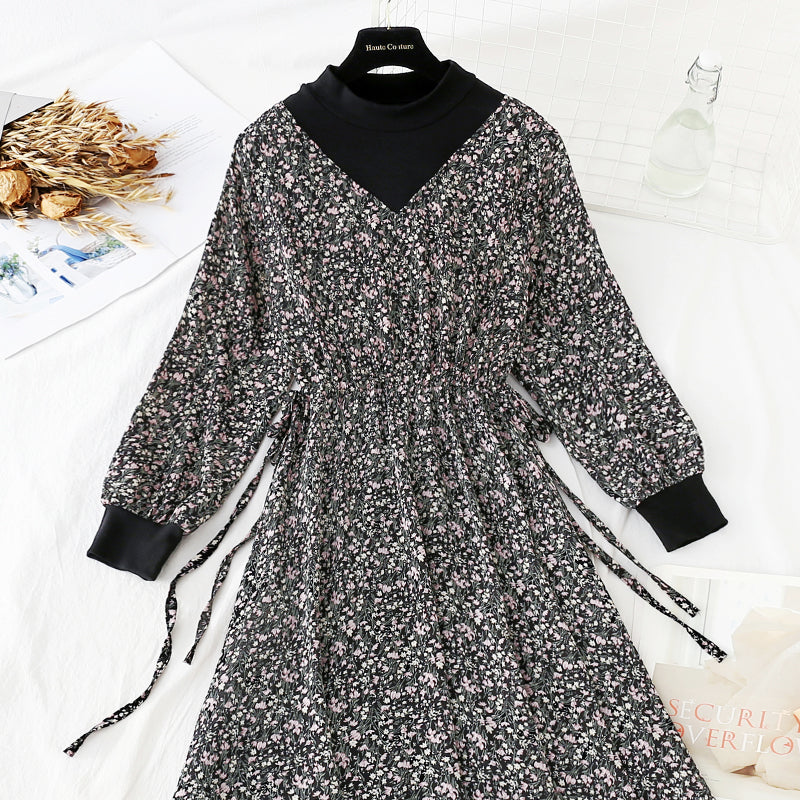 New stitching slim fake two-piece bottomed skirt  4058