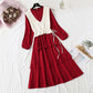 Knitted vest bottomed cake long skirt two-piece suit foreign style  3928