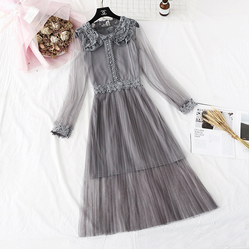 Lace flower mesh sling backing two-piece suit  3963