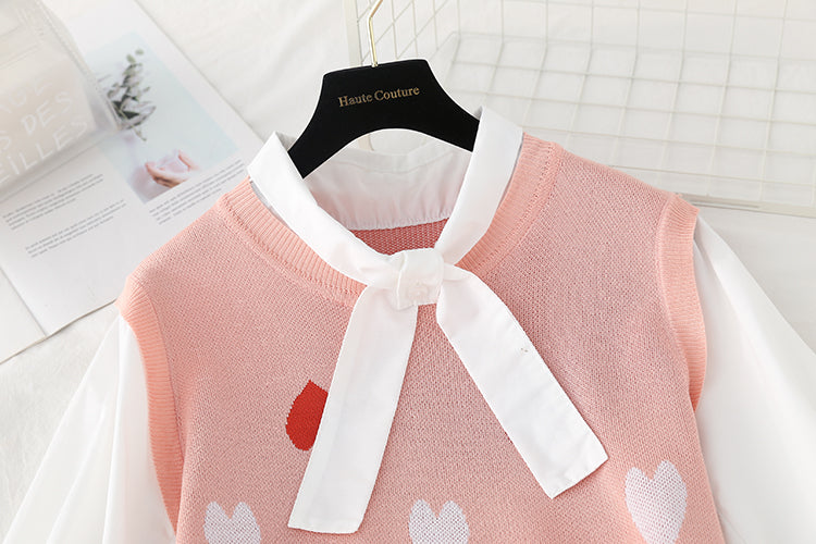 Slim sweet love knitted stitched dress for children  3864