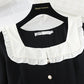 Ruffled baby collar French small black skirt long style  3834