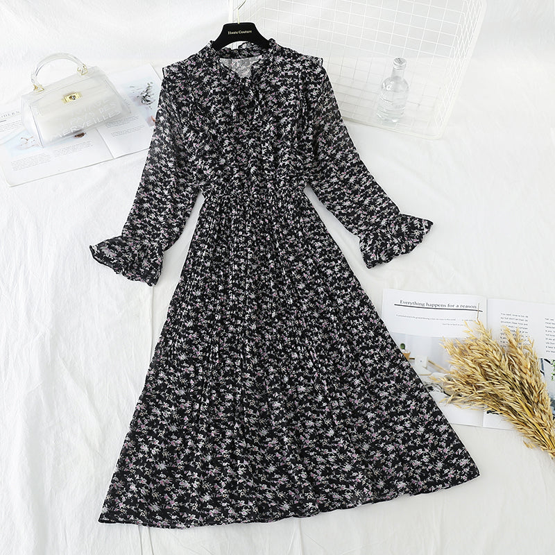 Vintage chiffon skirt with slim waist and ruffle edge  3840