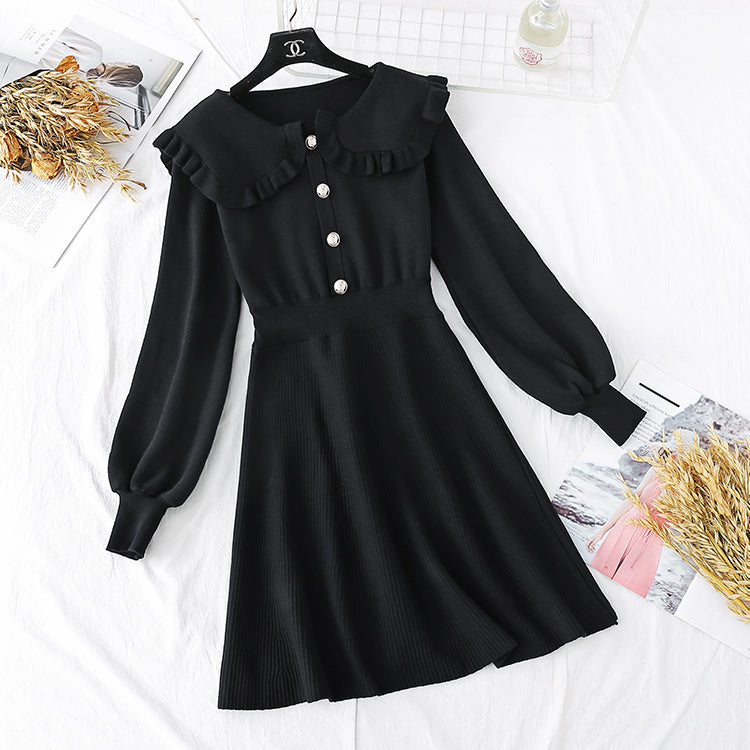 French first love retro super fairy knitted dress  3895