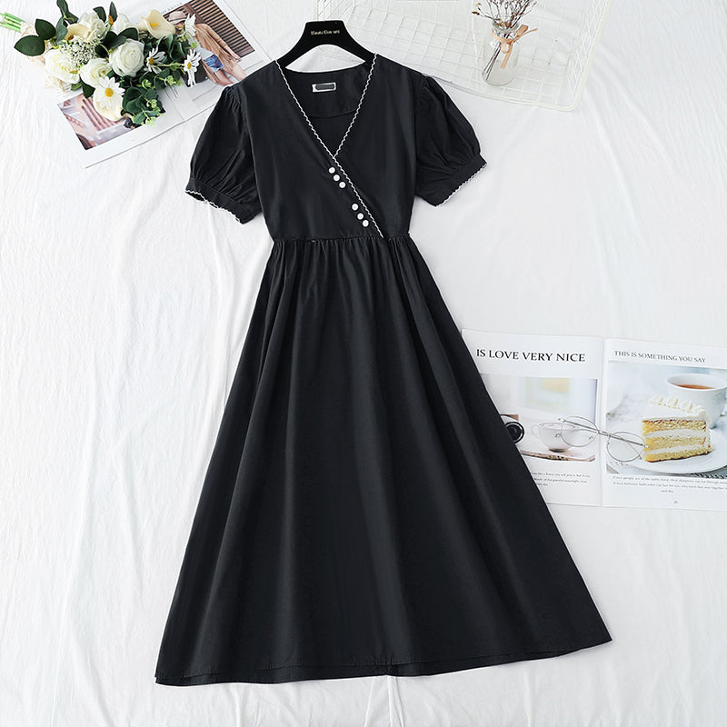 New tea break waist Cotton Linen Skirt long A-line skirt  4253