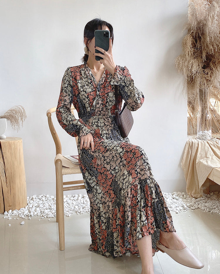 Chiffon knee thin temperament gentle wind FAIRY DRESS Mori Department  3899