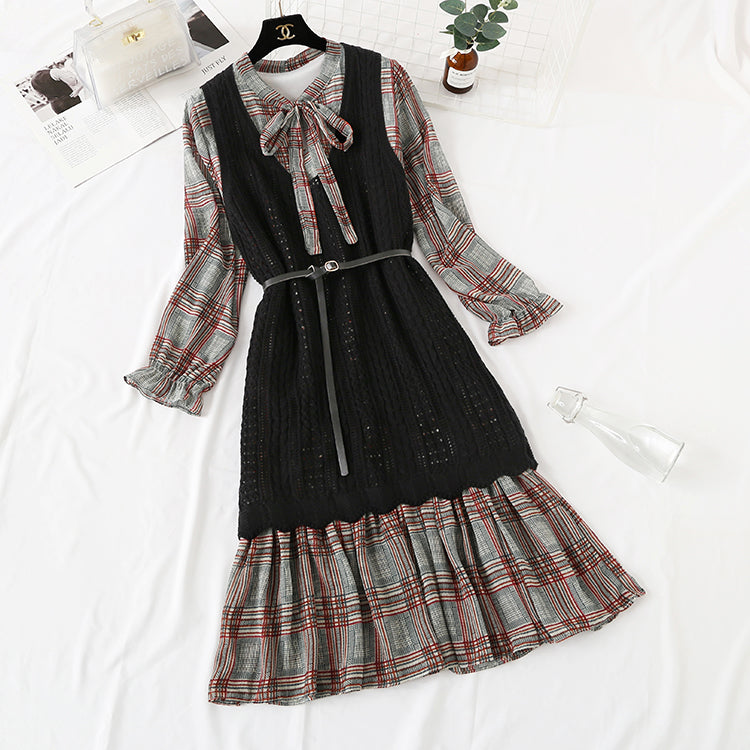 Fashion Net red chiffon bottomed dress for women  3865