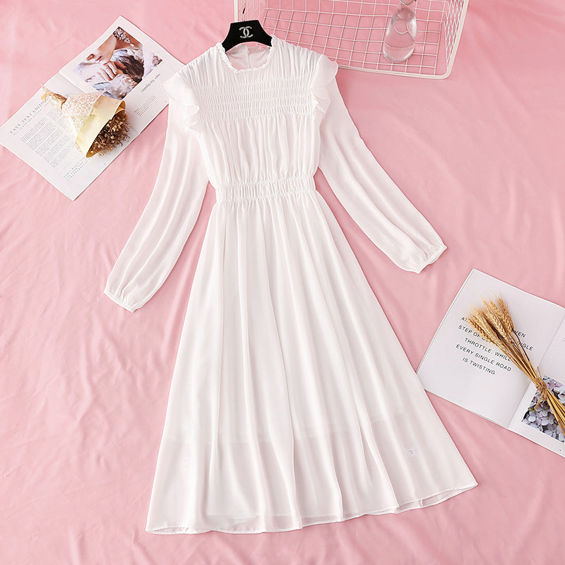 Retro skirt, light mature style, foreign style, broken flower long skirt Fairy  3858