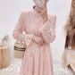 Hollow out lace long sleeve round neck high waist thin Fairy Dress  3872