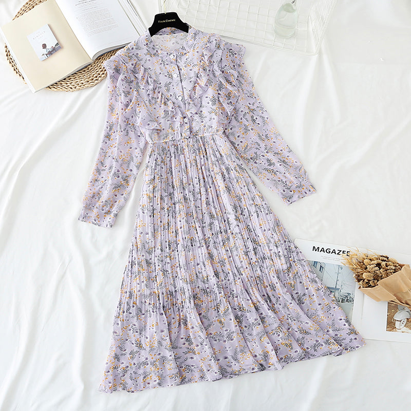 Neues plissiertes schmales Chiffonkleid 3866