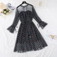 Sweet wave dot lace mesh dress  4039