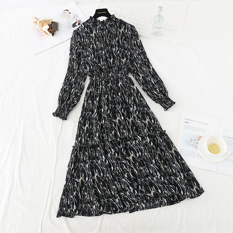 Slim waist with chiffon lining and knee length skirt  3876