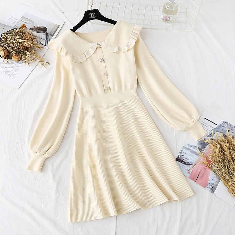 French first love retro super fairy knitted dress  3895