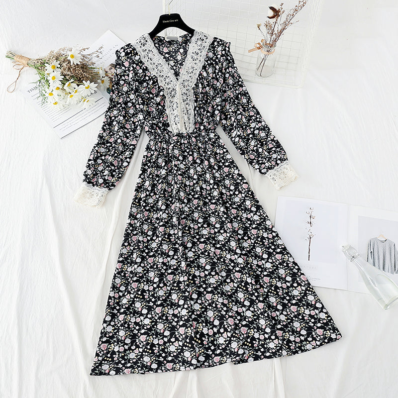 Spitze genähter Chiffonrock zeigt dünnes elastisches Taillentemperament 4080