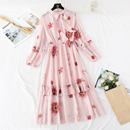 Retro broken flower fairy super fairy series bottomed long skirt  3797