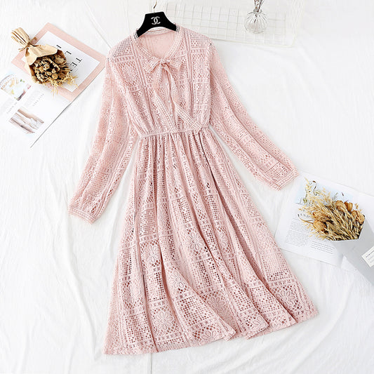 Bow gentle wind lace dress  3798