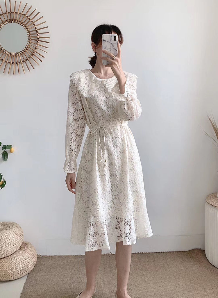 Einfarbiger langer Rock mit Reversausschnitt und Schnürung an der Taille, schmal über dem Knie 3905