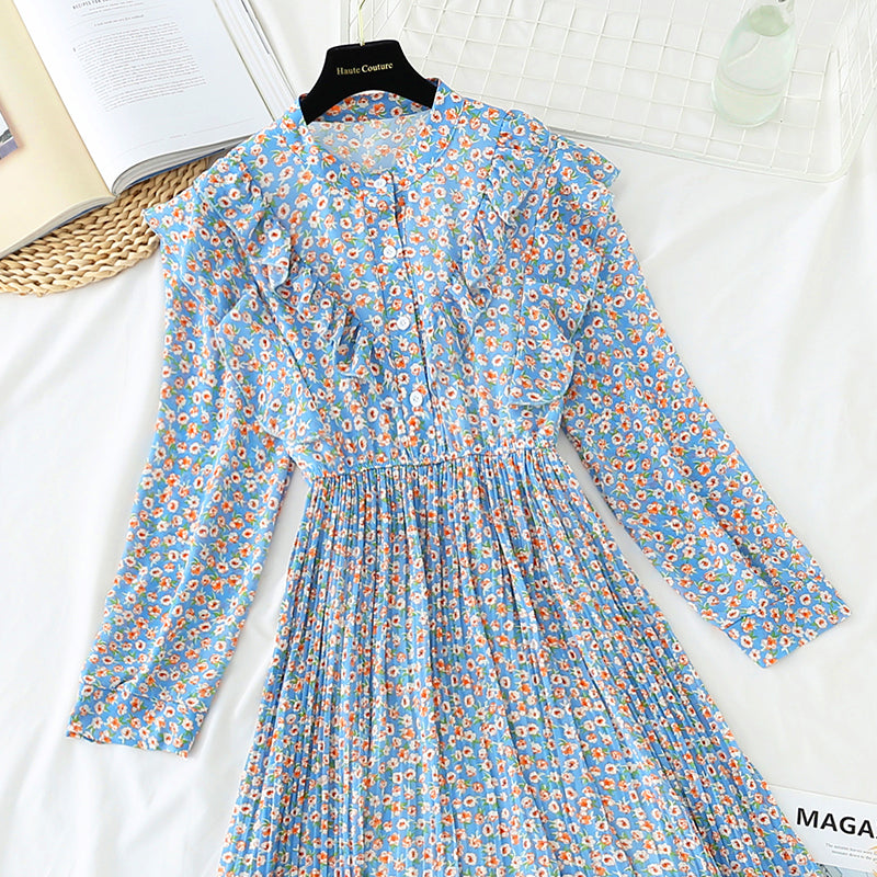 Neues plissiertes schmales Chiffonkleid 3866