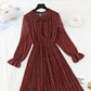 New bow tie lace up slim Pleated Chiffon bottomed skirt  3855