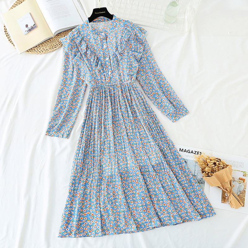 Neues plissiertes schmales Chiffonkleid 3866