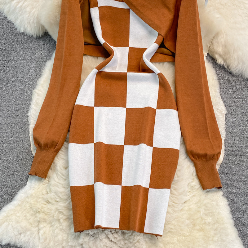 Pure suspender dress half Knitted Blouse two-piece set  3759