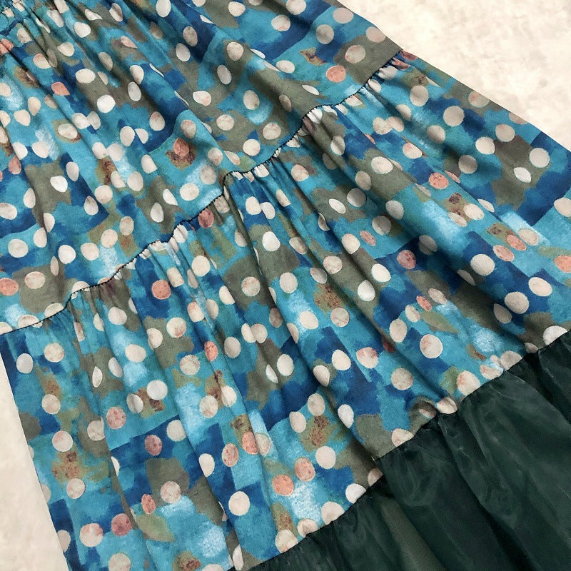 jupe en gaze à imprimé pois avec maille drapée 3688