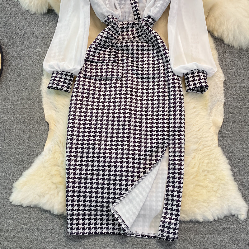 Slim and slim split Hip Wrap Dress bottomed skirt  3764