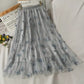 Super fairy sweet, butterfly long gauze skirt, new high waist skirt  3673