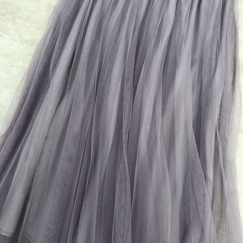 Rock mit hoher Taille, plissierter Rock aus Netzgaze, Rock mit elastischer Taille, geschwollener Feenrock A-Linienrock 3683