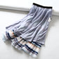 Women's wholesale new high waist rainbow stripe mesh pleated half skirt  3721