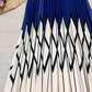 Spring/summer skirt, rhomboid print pleated skirt, high waist, striped patchwork  3675